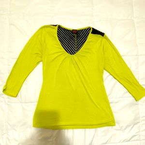 2b bebe Neon yellow/green and black top.